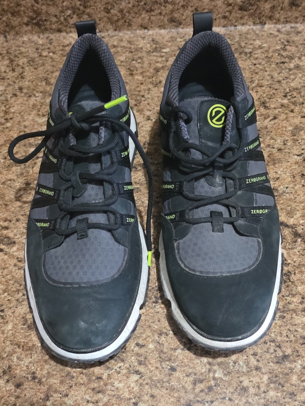 Cole Haan Black & Gray ZERØGRAND Lace-Up Sneakers with Neon Green Accents